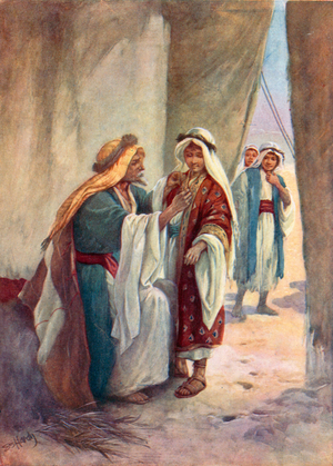 Joseph in his Father's Tent (colour litho)