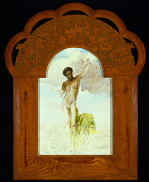 Attis, 1977 (acrylic on masonite panel in carved wood frame)