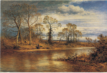 An English river in autumn (colour litho)