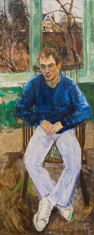 Seated Boy in Blue (oil on canvas)