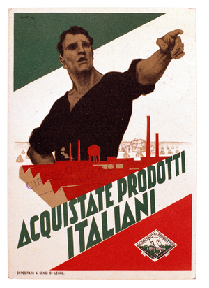 Political postcard : Campaign for autarchy, Italy