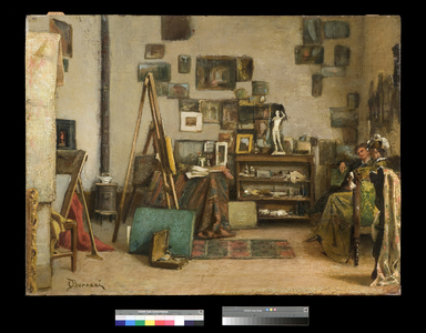 Visit to the painter's study, 1865-75 (oil on panel)