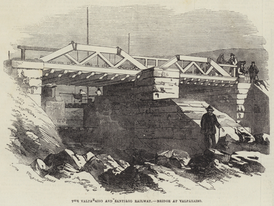 The Valparaiso and Santiago Railway, Bridge at Valparaiso (engraving)