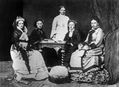 Leonor Merimee (2nd from l 1774-1852) mother of Prosper Merimee ; Mrs Ewers (Peggy Ann Field, 3rd) and Frances Lagden (7th, 1796-1879) c; 1851