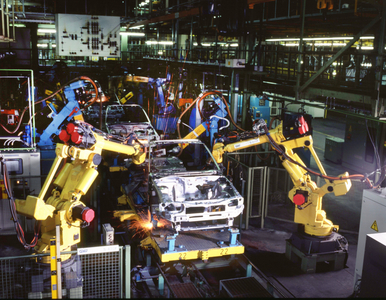 More automation in the car industry 1995 DEU, Germany, Bochum Many producers had to deal with a clearly …, 1995 (photo)