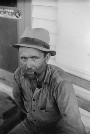 A Migrant Texan farm worker at Belcross, North Carolina, July 1940 (b/w photo)