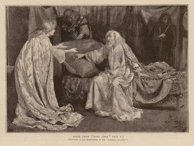 Actor Henry Irving in a scene from King Lear at the Lyceum Theatre, London (engraving)