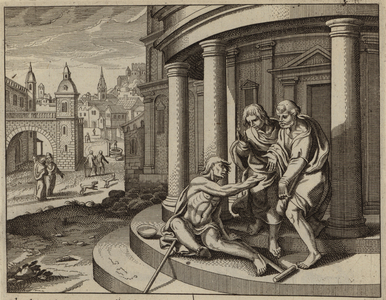 St Peter healing a lame beggar in the name of Jesus Christ (engraving)