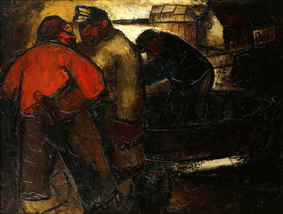 Fishermen; Les Pecheurs - De Vissers (recto), c.1923-24 (oil on canvas)