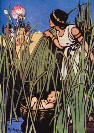 She laid it in the flags by the river's brink (colour litho)