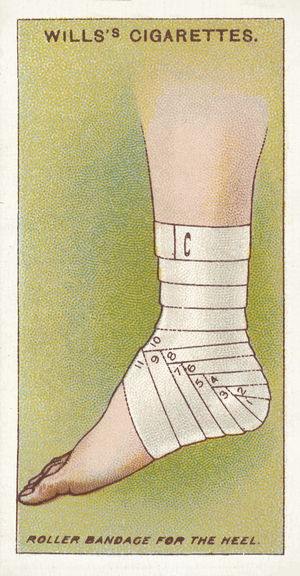 First Aid, Roller bandage for the heel (chromolitho)
