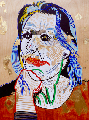 Surportrait : Marie Darrieussecq, 2021 (oil and acrylic on wood panel)