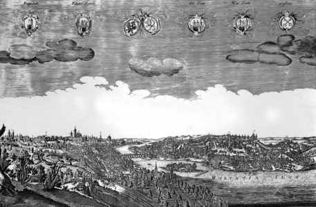 View of Prague in Czechslovakia in the 18th century, engraving