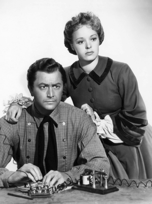 Robert Young, Virginia Gilmore, on-set of the Film "Western Union", 1941, 20th Century Fox Film Corp. All rights reserved
