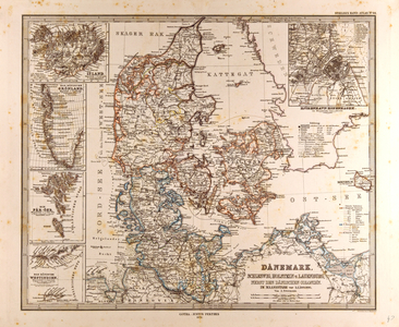 Map of Denmark, 1872 (engraving)