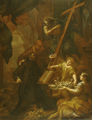 Saint Gaetano from Thiene writing the Rule of the Theatine Order