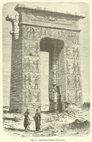 Coptes au temple de Kranah (engraving)