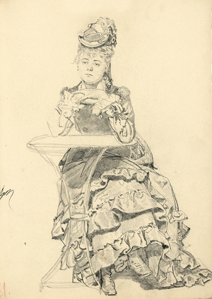 Woman Seated at a Cafe Table, c. 1872-1875 (pencil on paper)