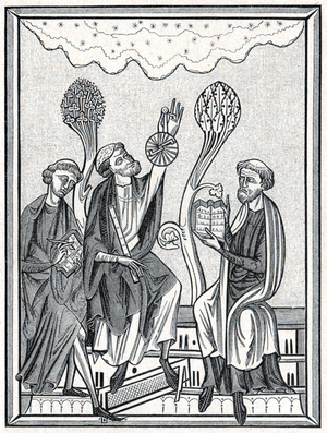 Astronomers in the 13th century, c1880 (engraving)