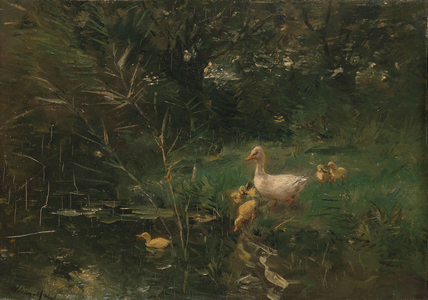 Ducklings, 1880 (oil on panel)
