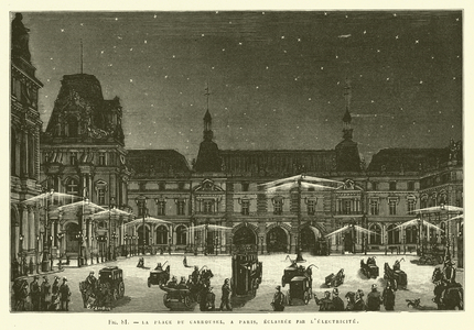 La Place Du Carrousel, A Paris, Eclairee Par L'Electricite (engraving)