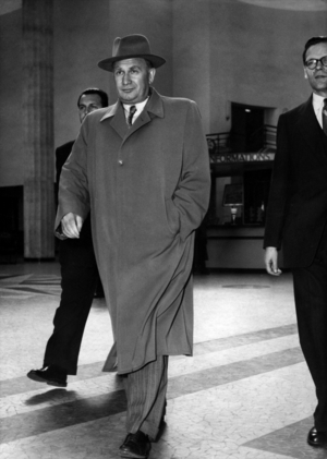Serge Vinogradov, New Russian Ambassador to Paris On His Arrival at Bourget Airport. July 13, 1953 (b/w photo)