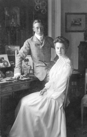 Wilhelm with Cecilie, 1904 (b/w photo)