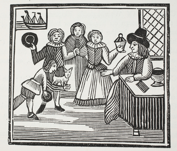Fitzwarren receiving his servants' ventures, illustration from 'Chap-books of the Eighteenth Century' by John Ashton, pub. 1882 (litho)