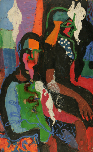 Couple, 1957 (oil & collage on card)