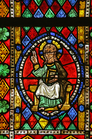 Christ teaching, 1310 (stained glass)