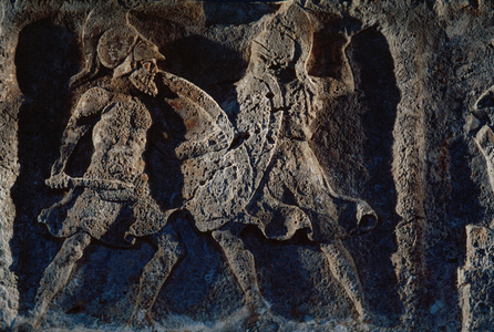 A 4th c. B.C tomb frieze with warriors fighting at the siege of Troy. Kunsthistori..., 1990s (photo)