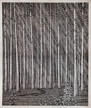 Birch Forest, 1982 (linocut)