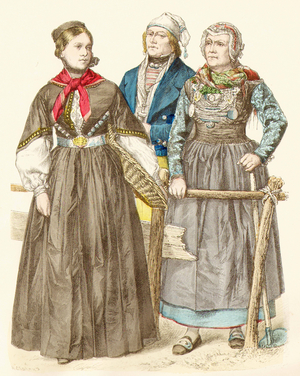 Fashion in Germany, 19th century (copper plate print)