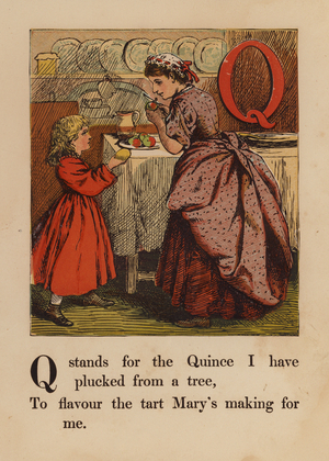 Q, Quince (coloured engraving)