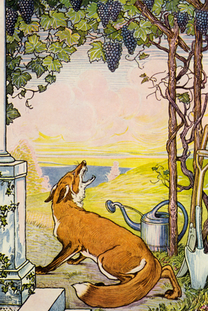 The Fox and the Grapes (colour litho)