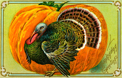Thanksgiving Turkey and Pumpkin, 1907 (chromolithograph)