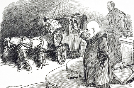 Cartoon depicting an Hackney coach driver, 19th century