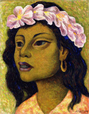 Head of Woman with Headdress; Cabeza de Mujer con Tocado, 1944 (oil on linen laid down on masonite)
