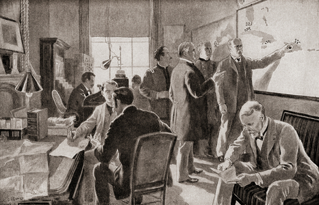 The war room at Washington D.C., United States of America around the time of the Spanish-American War, 1898.