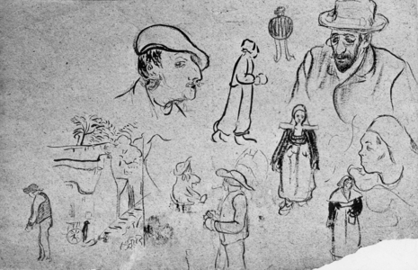 Paul Serusier (1865 1927) : sketchs (Paul Gauguin top on l)