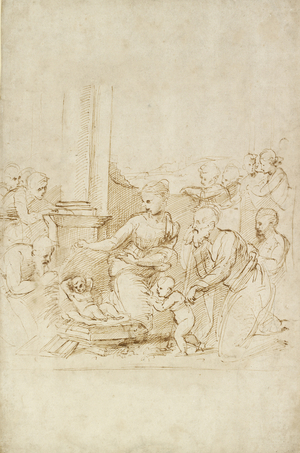 The Adoration of the Shepherds, WA1846.205 (pen & brown ink on white paper)