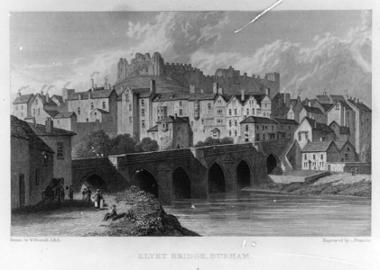 Elvet Bridge, Durham, engraved by  Frances after W. Westall, 1829 (engraving)