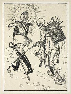 The Ragpicker (Le Chiffonier), illustration from The Kaiser's Garland by Edmund J. Sullivan, pub. 1916 (litho)