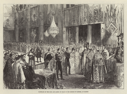 Marriage of the King and Queen of Spain in the Church of Atocha, at Madrid (engraving)