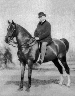 Emile de Girardin  on horse in 1866 (photo)