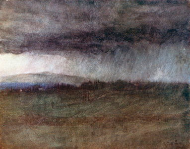 A Storm, sweeping over the Valley of the Arno (colour litho)