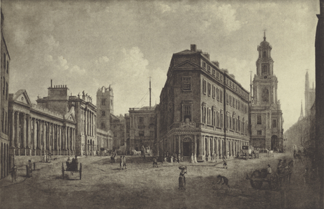 Bank of England and Royal Exchange, 1790 (litho)