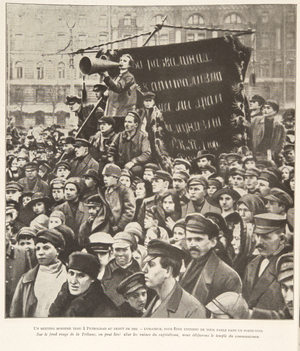 A huge rally held in Petrograd at the beginning of 1922,  from Histoire des Soviets, pub. 1922 (litho)
