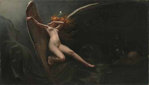 A Fairy under Starry Skies (oil on canvas)