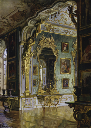 The Green Gallery in the Residence, Munich, Designed by Cuvillies, and built 1733 (colour litho)